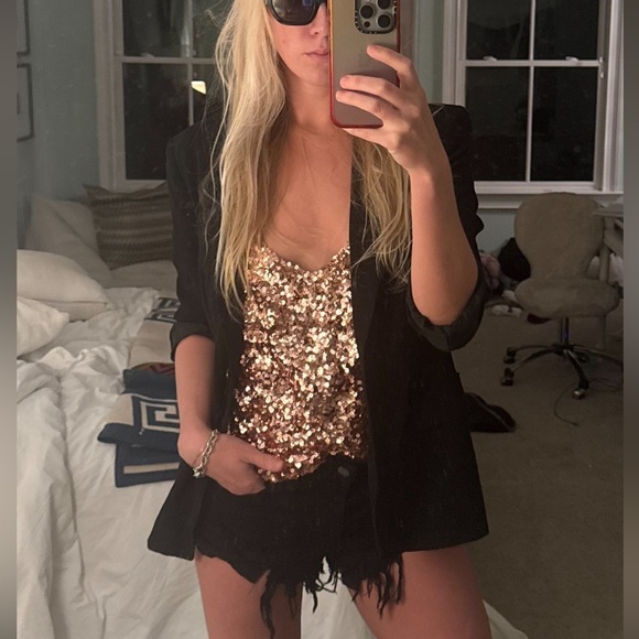 Ermanno Scervino Tops - Ermanno Scervino gold sequin tank